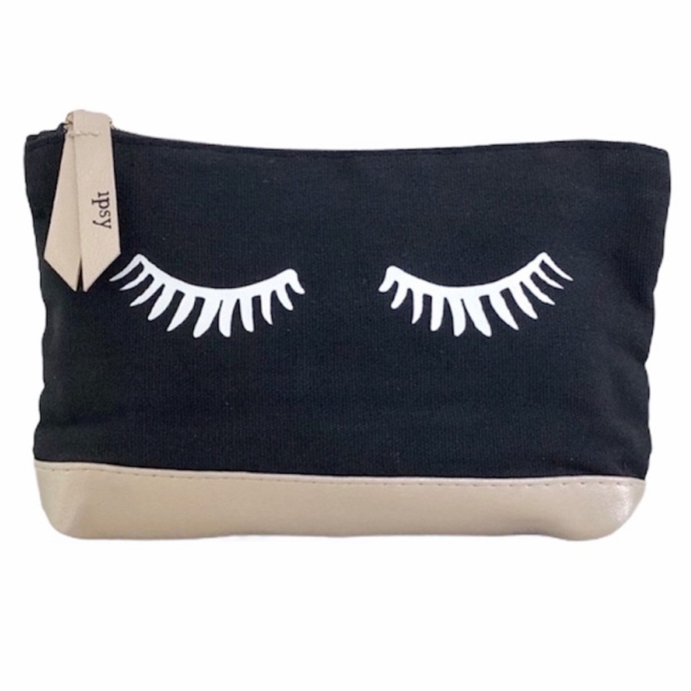 Ipsy Black & Gold Small Zip Up Makeup Cosmetic Bag